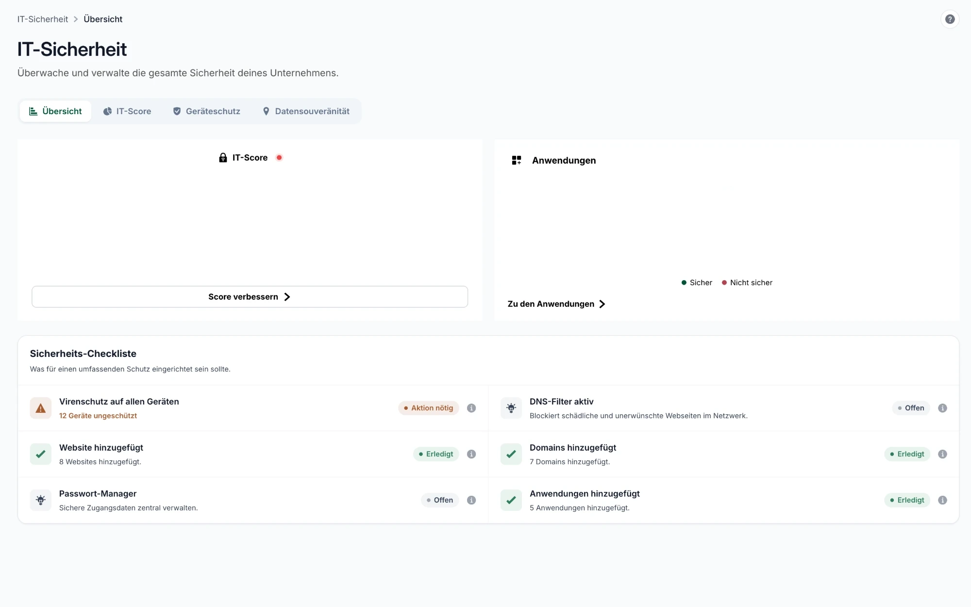 SERGO Portal – IT-Sicherheit mit IT-Score, Anwendungen und Sicherheits-Checkliste