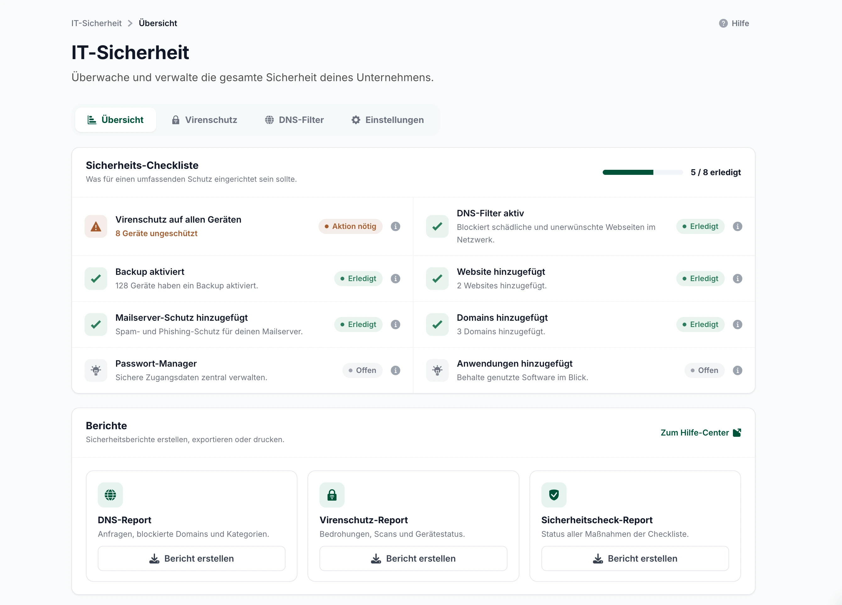 SERGO Portal – Acht Punkte, klarer Fortschritt, nächster Schritt gleich dabei.